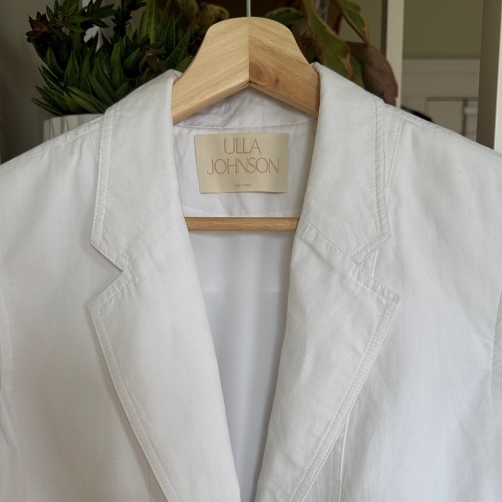 Ulla Johnson Marras Peplum Jacket in White Cotton Linen Sz 0-2 - Picture 7 of 13